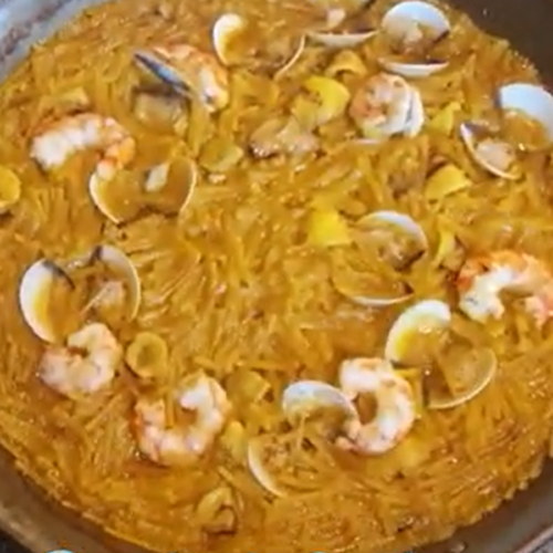 fideua con marisco congelado