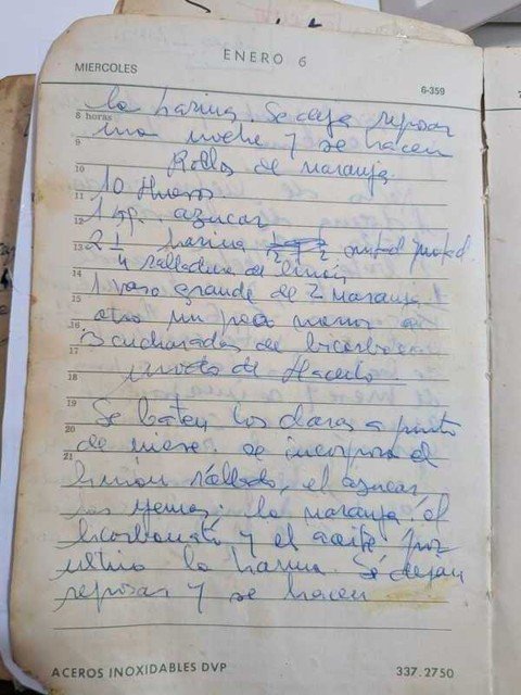 Rollos de naranja caseros, receta de la agenda de mi madre